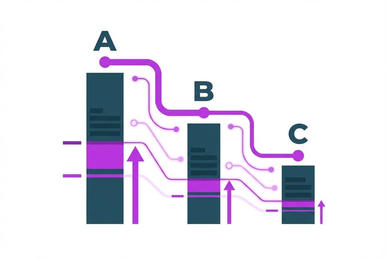 Illustration of ABC analysis segmentation with safety stock levels and reorder point triggers for inventory planning