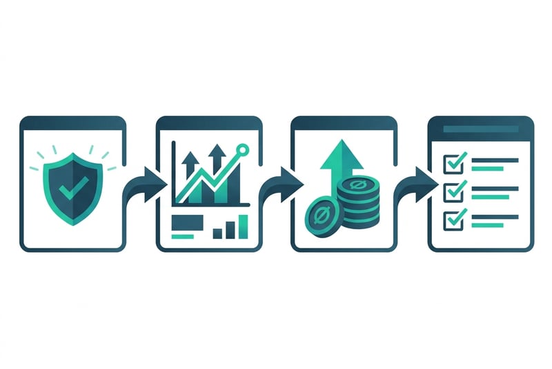 Amazon account audit diagram showing compliance, performance, profitability, and action planning