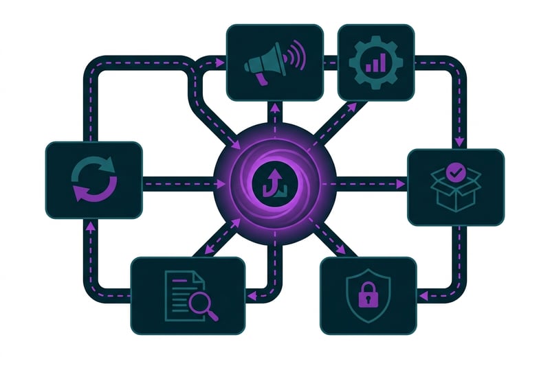 Amazon agency CPG framework connecting ads, inventory, content, compliance, and Subscribe & Save