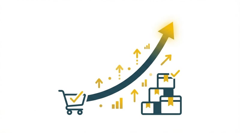 Ecommerce conversion growth illustration showing DTC success with Buy with Prime implementation
