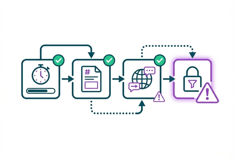 Amazon messaging compliance checklist showing timing requirements, order ID rules, and content restrictions