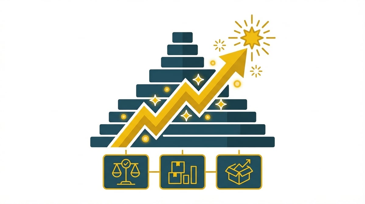 Successful Amazon FBA inventory strategy visualization with optimized stock levels during peak season