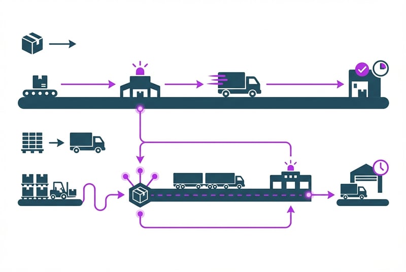 Comparison diagram showing small parcel versus LTL freight FBA processing timeline differences