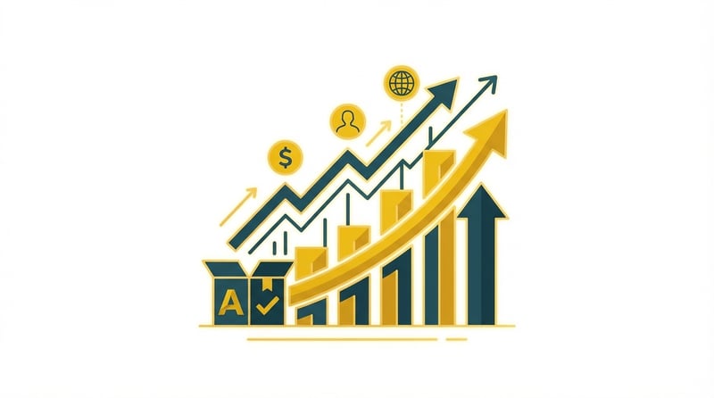 Amazon seller growth and success metrics showing ascending sales and business growth