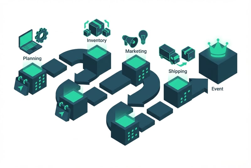 Amazon Prime Day 2026 timeline diagram showing deal submission windows and FBA ship-in deadlines