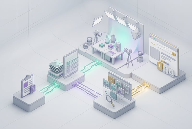 Amazon product photography services workflow from creative brief to shot list, review, and listing assets