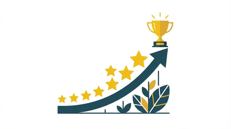 Sustainable Amazon review growth strategy with ascending review metrics and success indicators