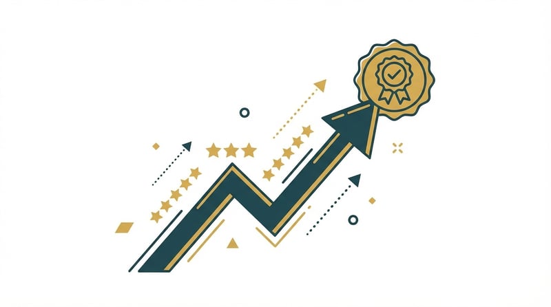 Amazon seller success metrics showing Featured Offer eligibility and five-star seller rating growth