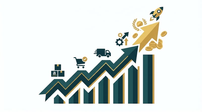 Growth chart showing Amazon seller business success through optimized AWD inventory management strategy