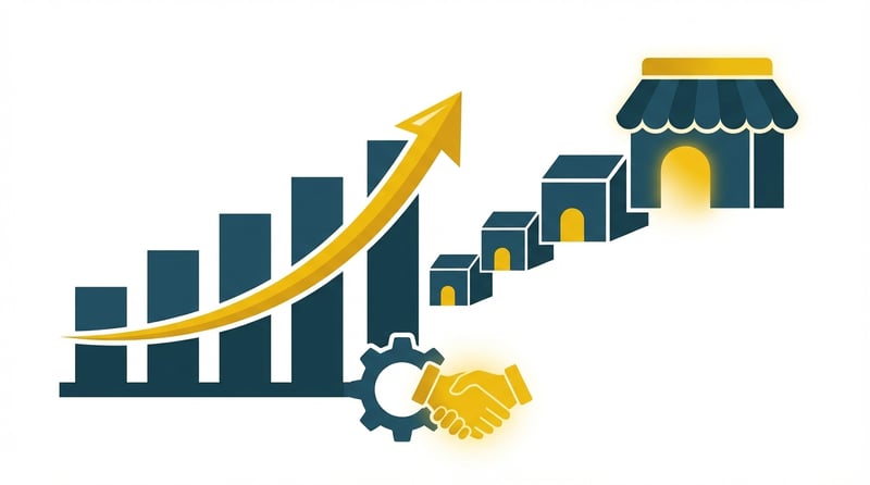 Illustration showing successful Amazon marketplace growth and revenue expansion after Vendor Central transition