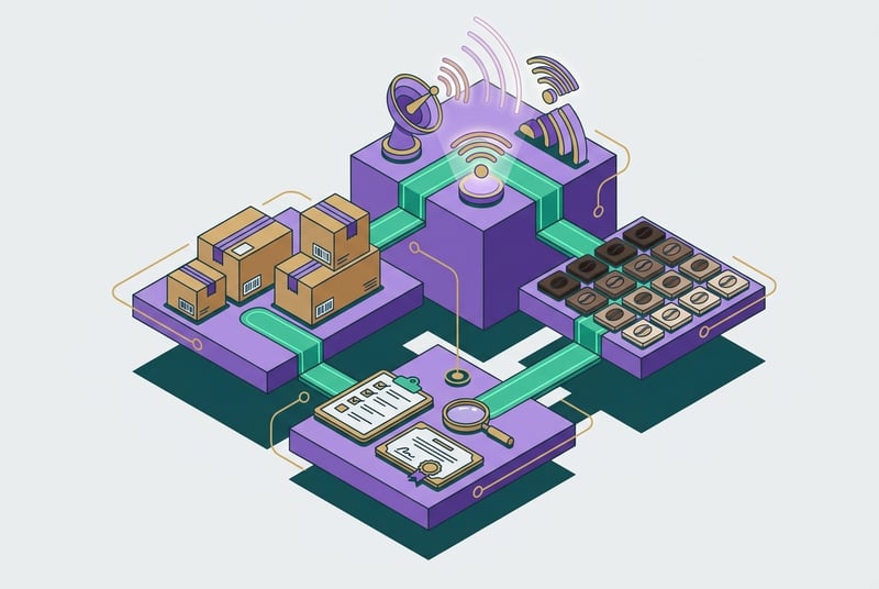 Isometric visual of selling coffee on Amazon with FBA setup, product variations, and ad planning