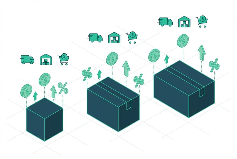 Amazon FBA fee categories and size tier structure diagram showing fulfillment fee variations