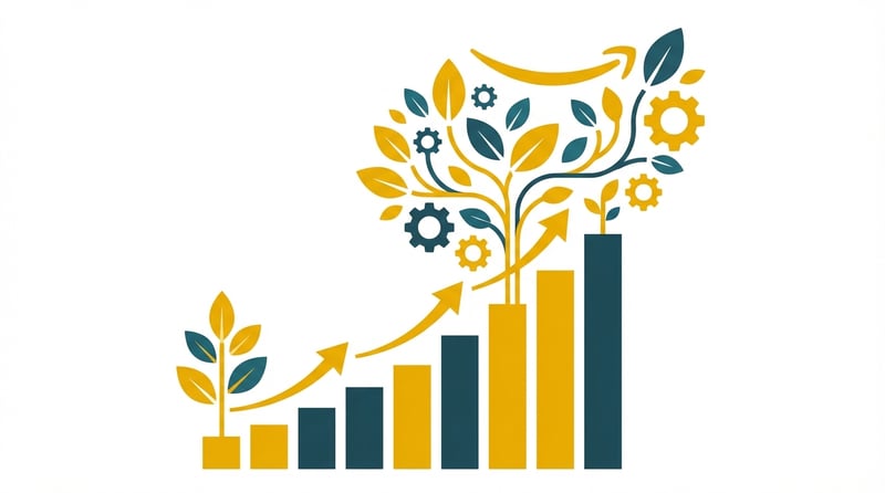 Illustration representing Amazon seller success, growth, and problem resolution outcomes