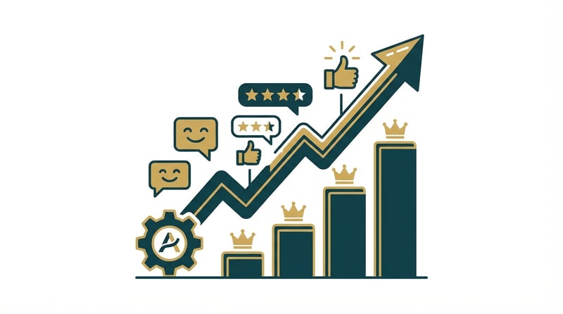 Amazon review management dashboard showing improved customer ratings and positive review growth metrics