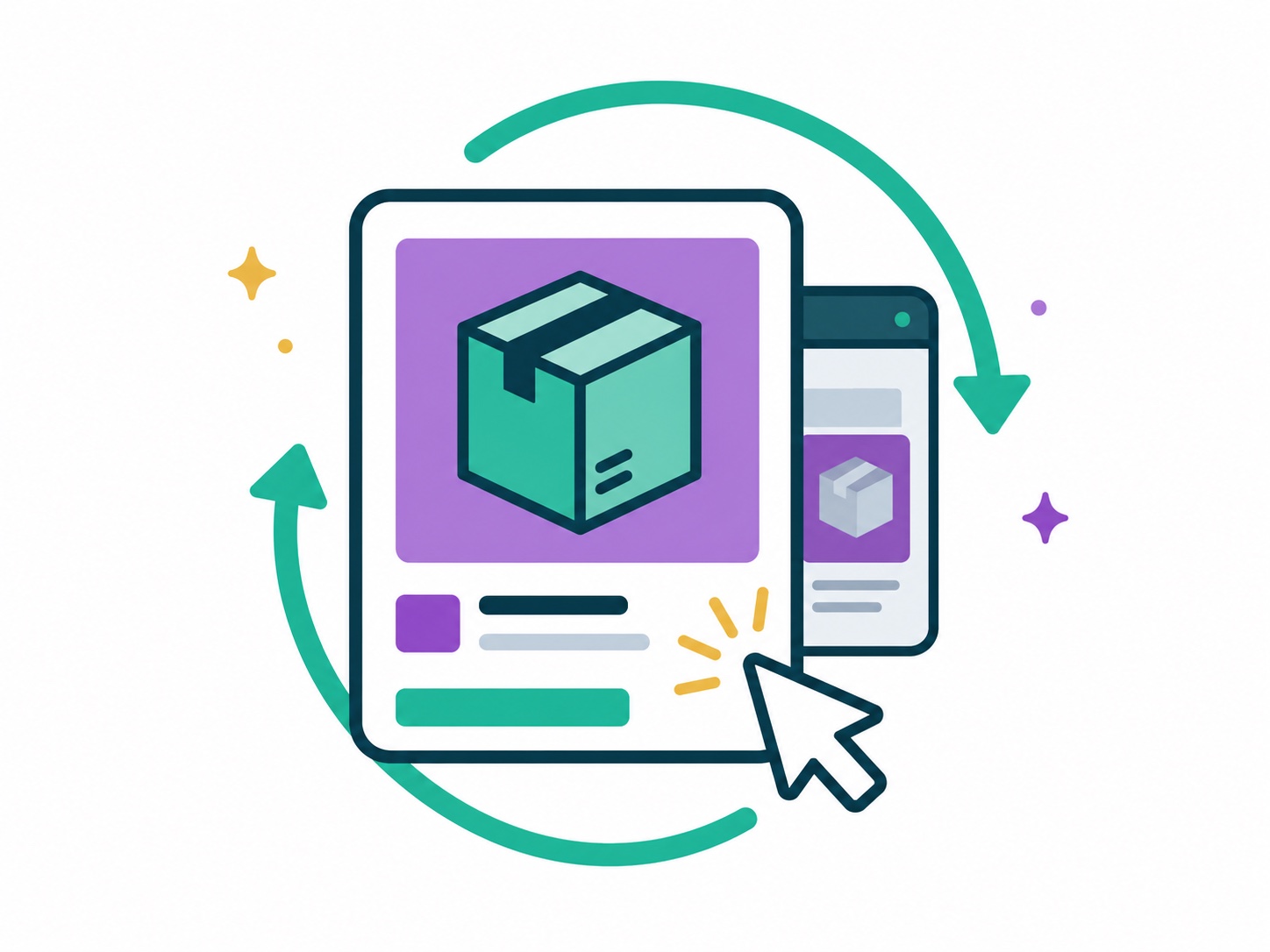 Graphic showing Sponsored Display retargeting a shopper from an Amazon product page to off-Amazon placements with targeting controls