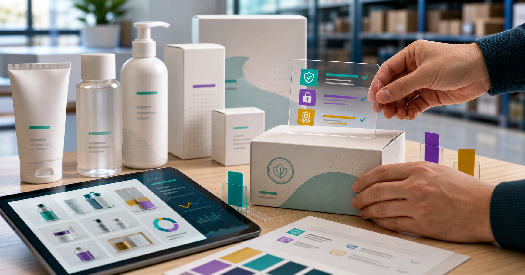 Product packaging review with Brand Registry verification and marketplace checklist overlays
