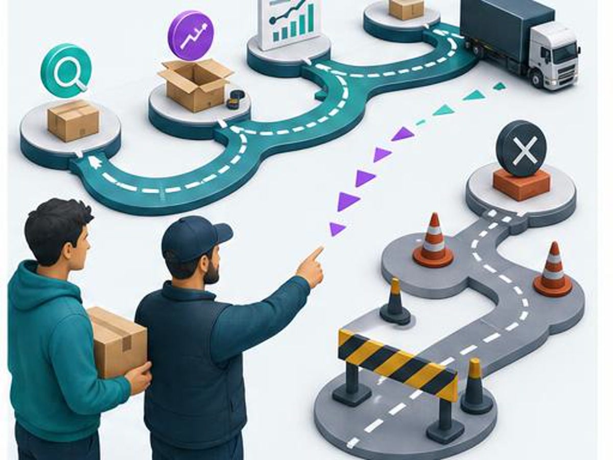New seller following a guided FBA launch path from product prep to fulfillment